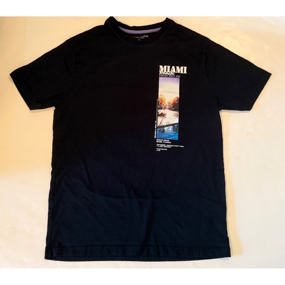 Denim & Flower Ricky Singh Miami Beach Graphic Tee Black Large
